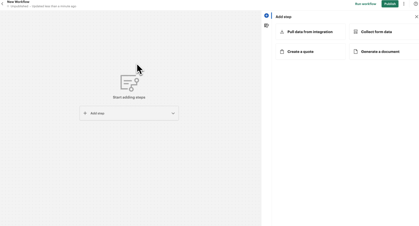 Initial Workflow Screen